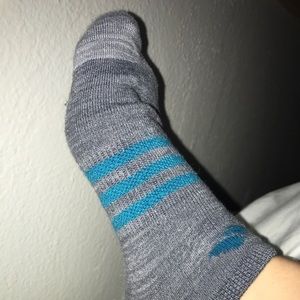 Socks, gray and blue, teal, women’s, feet